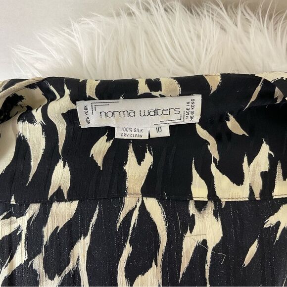 NEW Norma Walters Vintage 80’s Black Cream Silk Top & Midi Skirt Set 10 - Picture 10 of 17